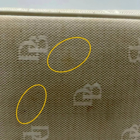 Dooney & Bourke DB Monogram Logo Purse Off White Ivory Canvas Leather Top Handle - Picture 14 of 16